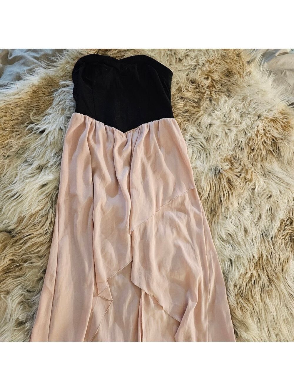 Black Pink Strapless Dress